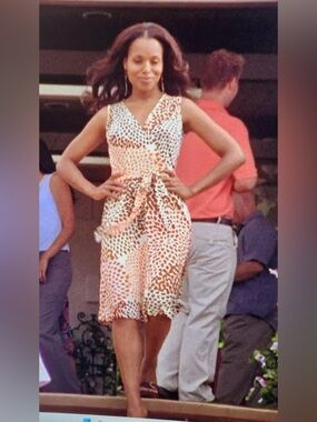 Banana Republic | Animal Print Wrap Faux Wrap Midi Dress | Size Petite Small